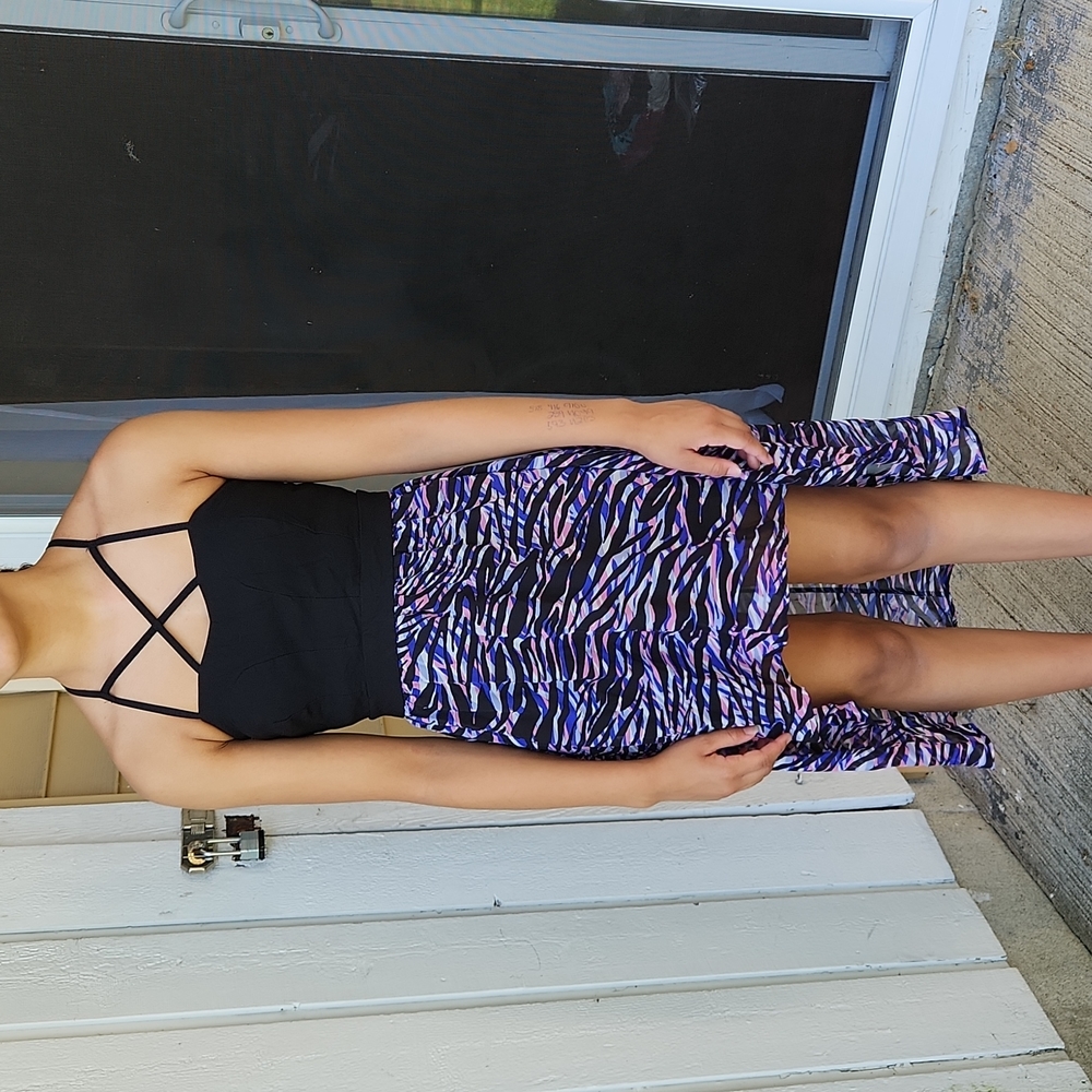 Charlotte russe Black top and purple-pink-black bottom dress. Size S
